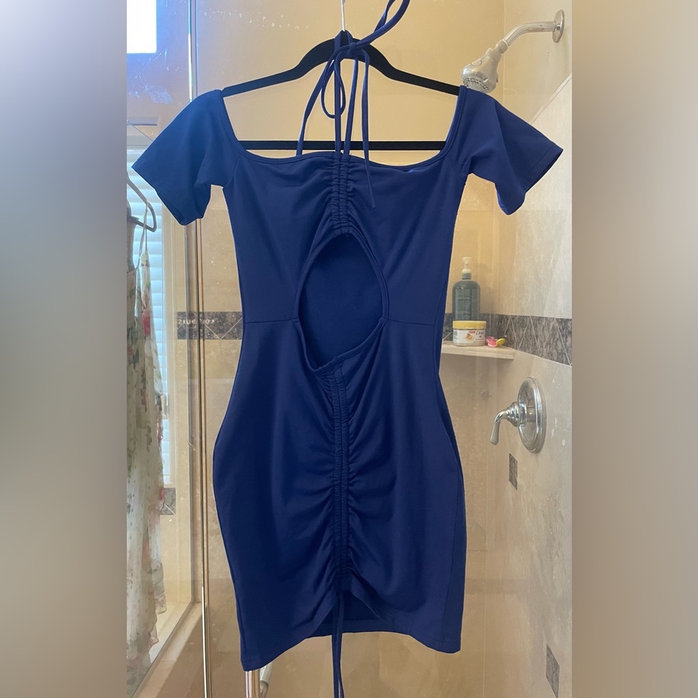 Blue tight and cute short dress